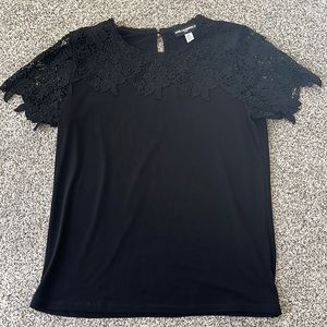 Karl Lagerfeld black cocktail top w/ lace appliqué- size S - NWOT